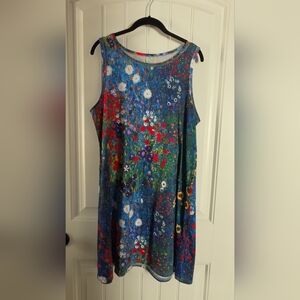 Vibrant Floral Sundress in Blue & Green